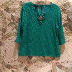 Alfani deep green lace tunic